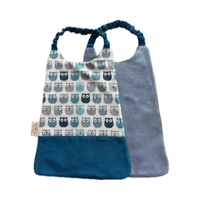 Bavoir élastiqué enfant personnalisé – coton & éponge bambou – grand format cantine